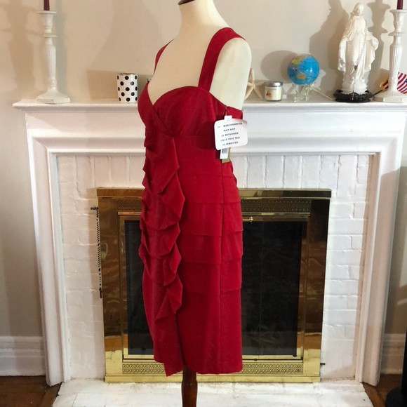Nicole Miller stretch silk red cocktail dress - Picture 3 of 6